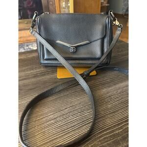 Botkier Valentina Black Leather & Gunmetal Hardware Crossbody Bag